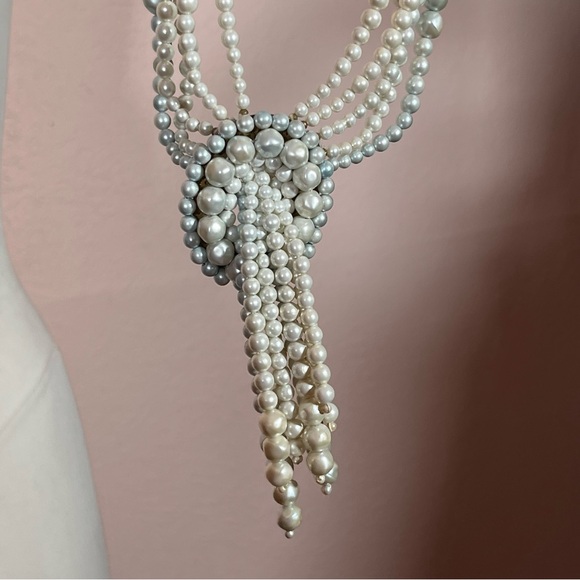 Antique Vintage Maximalism Waterfall Pearl Victorian Choker festoon Necklace - Picture 14 of 17